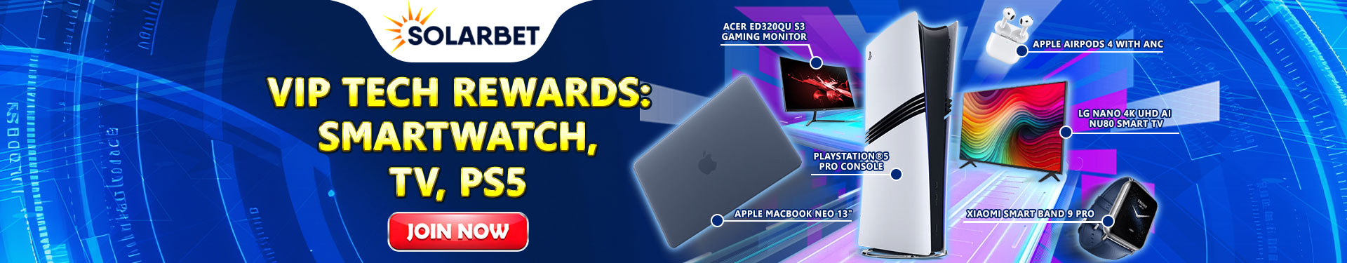 VIP tech solarbet promo banner